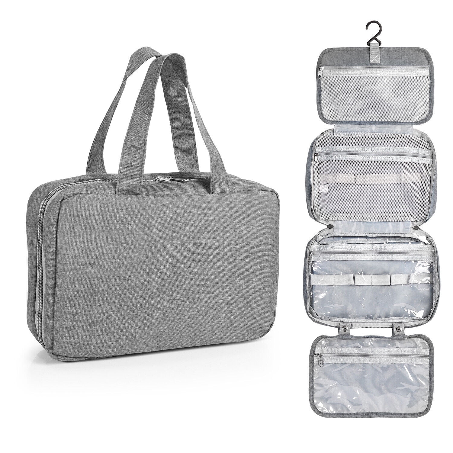 SHANNA Travel Toiletry Bag for Women, Portable Hanging Organizer for Full-Sized Shampoo ...