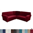 thumbnail image 1 of SHANNA Velvet L Shape 7 Seater Sofa Cover, L Shape Couch Covers Corner Sectional Couch Sofa Slipcover Furniture Protector, Burgundy, 1 of 8