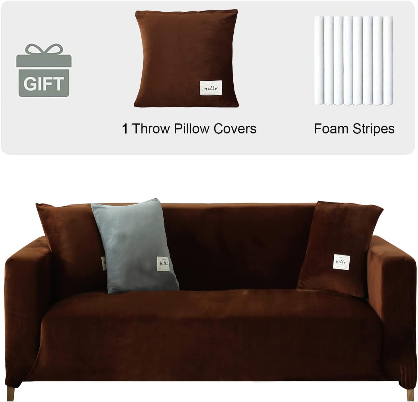 SHANNA Velvet Thick Stretch Sofa Slipcover Soft Elastic Sofa Couch