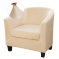 thumbnail image 1 of SHANNA Velvet Tub Chair Covers, 2 Pieces Stretch Modern Armchair Slipcovers Non Slip Sofa Couch Slipcover for Club Bar Counter Living Room Reception,With Separate Cushion Cover, Beige, 1 Pack, 1 of 12
