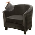 thumbnail image 1 of SHANNA Velvet Tub Chair Covers, 2 Pieces Stretch Modern Armchair Slipcovers Non Slip Sofa Couch Slipcover for Club Bar Counter Living Room Reception,With Separate Cushion Cover, Dark Gray, 1 Pack, 1 of 12
