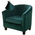 thumbnail image 1 of SHANNA Velvet Tub Chair Covers, 2 Pieces Stretch Modern Armchair Slipcovers Non Slip Sofa Couch Slipcover for Club Bar Counter Living Room Reception,With Separate Cushion Cover, Dark Green, 1 Pack, 1 of 12