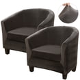 thumbnail image 1 of SHANNA Velvet Tub Chair Covers, 2 Pieces Stretch Modern Armchair Slipcovers Non Slip Sofa Couch Slipcover for Club Bar Counter Living Room Reception,With Separate Cushion Cover, Dark Gray, 2 Pack, 1 of 12