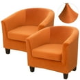thumbnail image 1 of SHANNA Velvet Tub Chair Covers, 2 Pieces Stretch Modern Armchair Slipcovers Non Slip Sofa Couch Slipcover for Club Bar Counter Living Room Reception,With Separate Cushion Cover, Orange, 2 Pack, 1 of 12