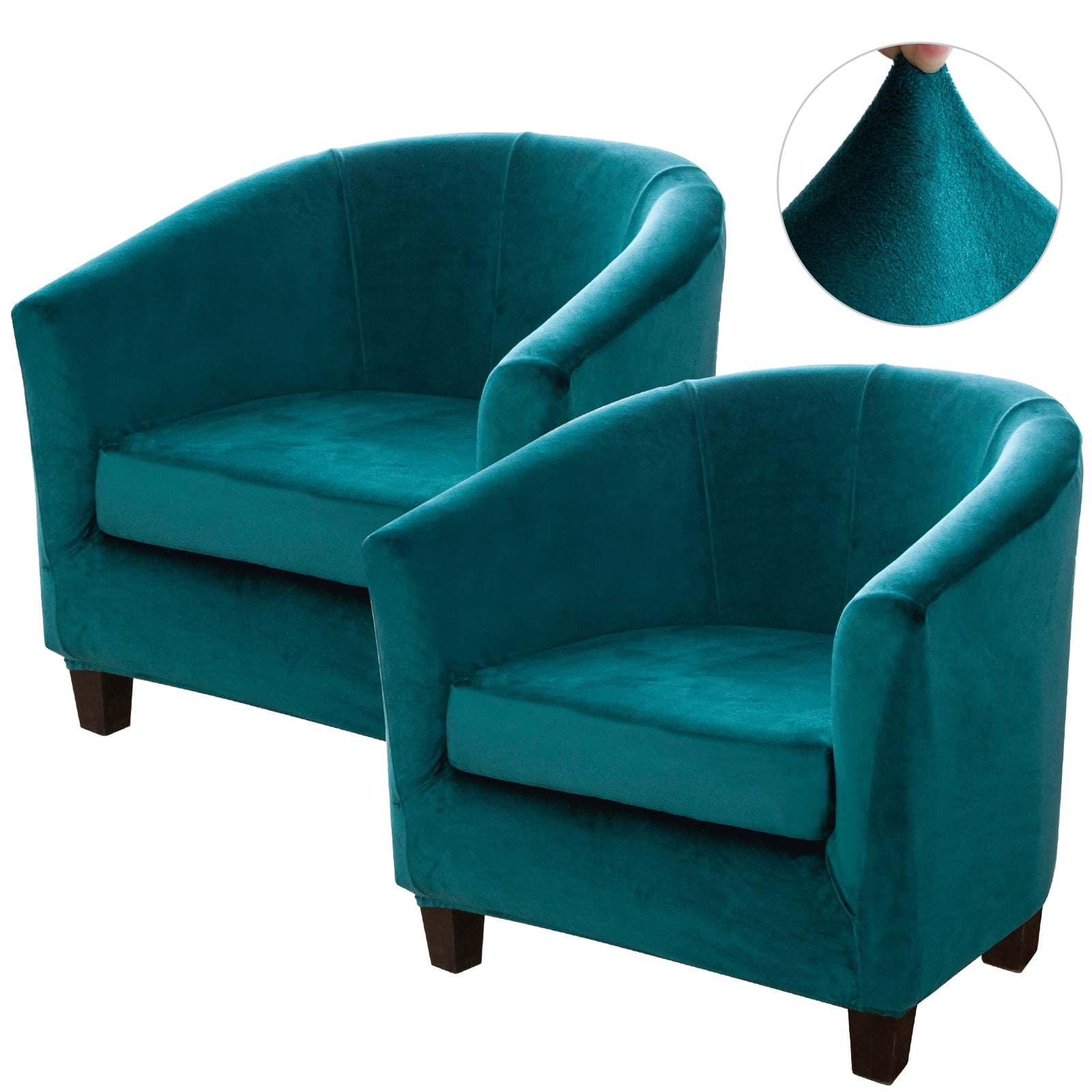 SHANNA Velvet Tub Chair Covers, 2 Pieces Stretch Modern Armchair Slipcovers Non Slip Sofa Couch Slipcover for Club Bar Counter Living Room Reception,With Separate Cushion Cover, Bright Green, 2 Pack