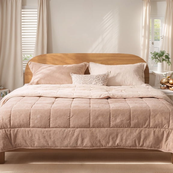 SHANNA Velvet Warm 3Pcs Comforter Sets, Luxury Twin Size Bedding Sets with Fleece Warm Comforters and 2 Pillowcases for Winter Bed Sofa Travel, Camel