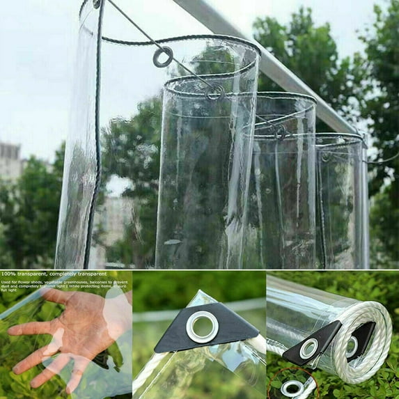 SHANNA Waterproof Clear Tarp with Grommets Duty Heavy Raincloth Shelter Cover for Patio, 9.8x16.4ft