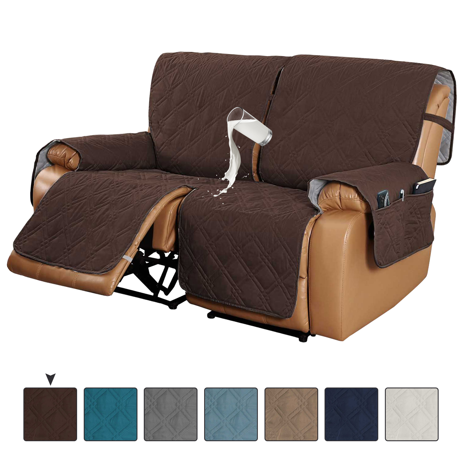 Soillar Waterproof Recliner Chair Cover Slipcover – Reversible, Chocolate Polyester