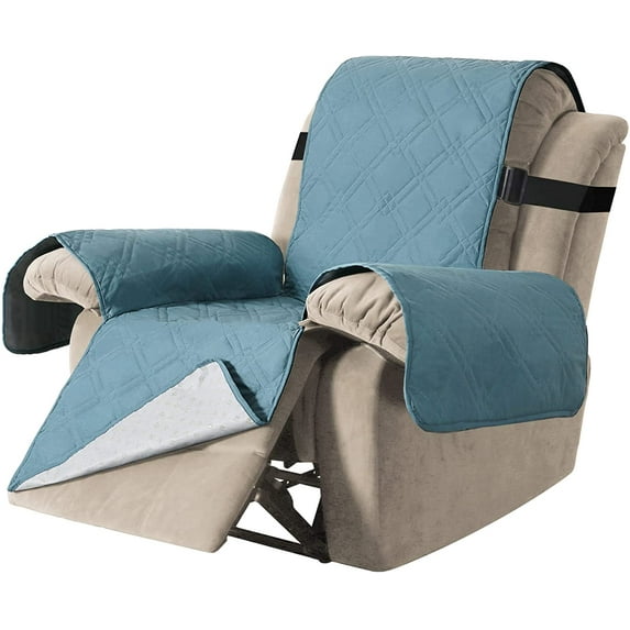SHANNA Waterproof Recliner Sofa Cover Couch Covers, 1-Piece Washable Reclining Sofa Cover Furniture Protector for Kids, Dogs, Pets, Gray Blue, Armchair Recliner Cover