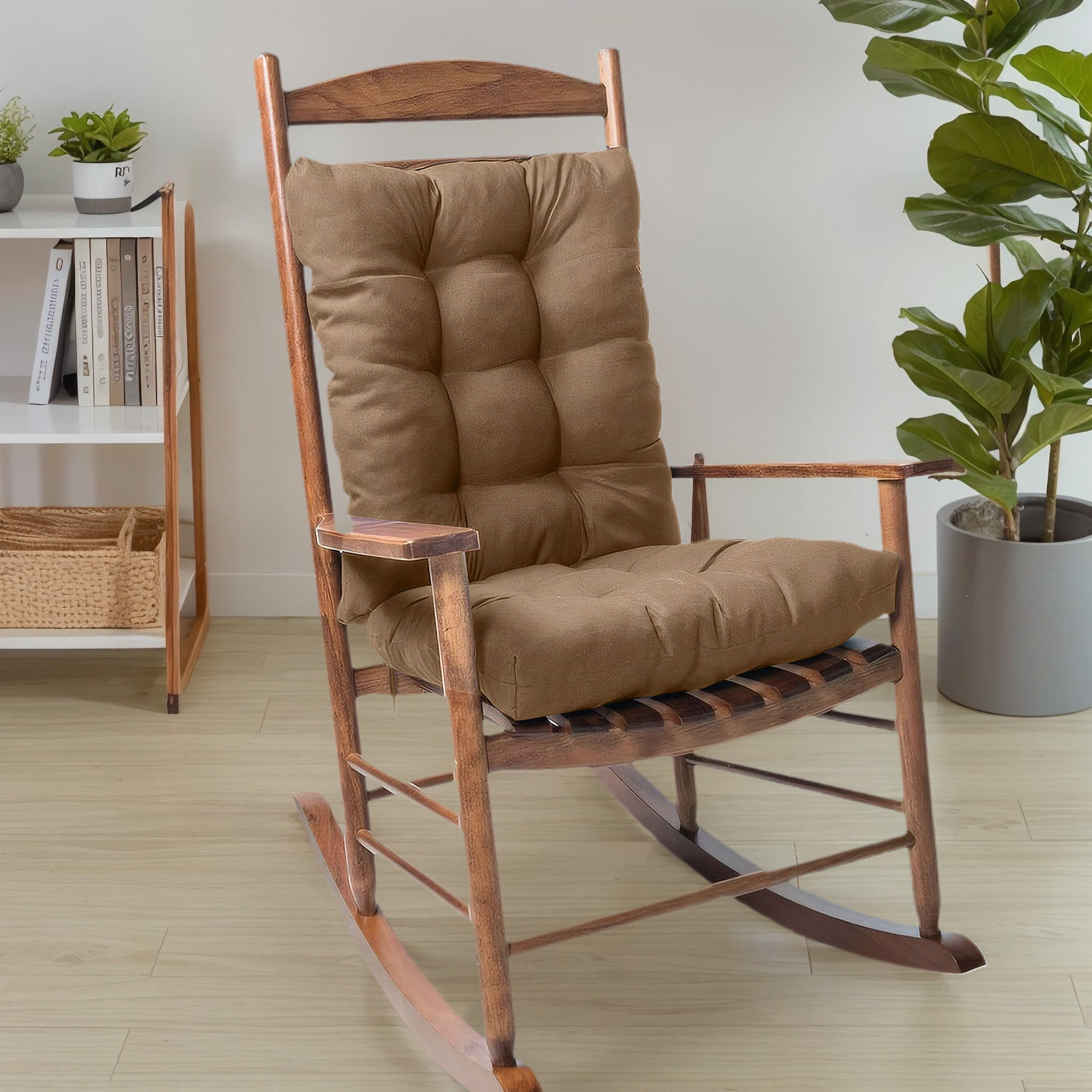 Rocking Chair Dark Brown Outdoor Seat Cushions Cozy View Acacia