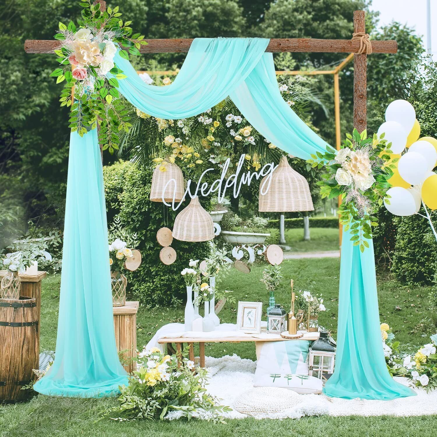 SHANNA 18FT Wedding Arch Draping Fabric, Tulle Voile Scarf Panels for
