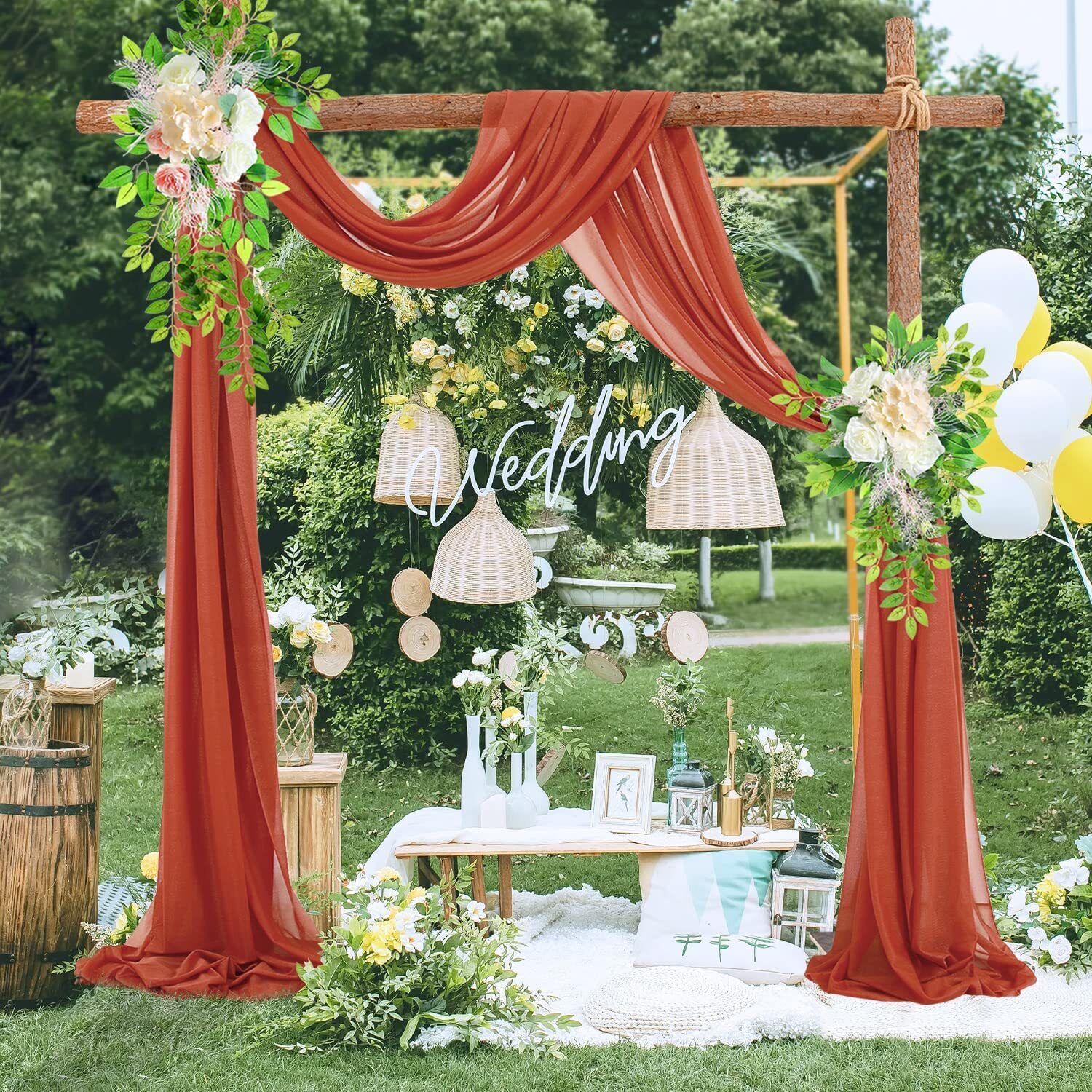 SHANNA Wedding Arch Flowers Kit (3 Pack), 1 Sheer Draping Fabric Floral