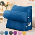 thumbnail image 1 of SHANNA Wedge Headboard Pillow with Adjustable Neck Support,  Triangular Bedrest Lumbar Neck Back Support Pillows for Reading, Gaming, and TV Watching, Blue, 1 of 9