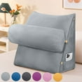 thumbnail image 1 of SHANNA Wedge Headboard Pillow with Adjustable Neck Support,  Triangular Bedrest Lumbar Neck Back Support Pillows for Reading, Gaming, and TV Watching, Grey, 1 of 9