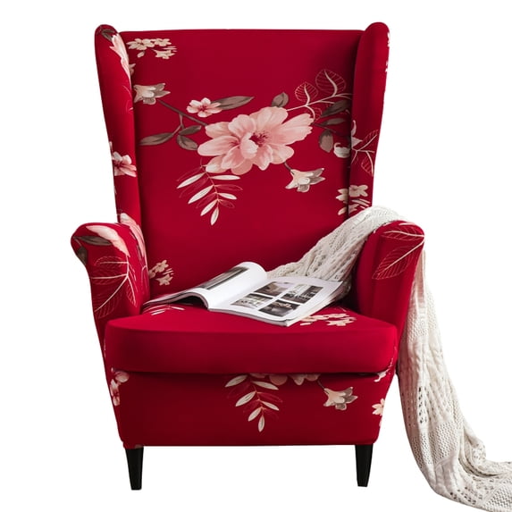 SHANNA Wingback Chair Cover 2-Piece Stretch Armchair Sofa Slipcover Wing Chair Covers
