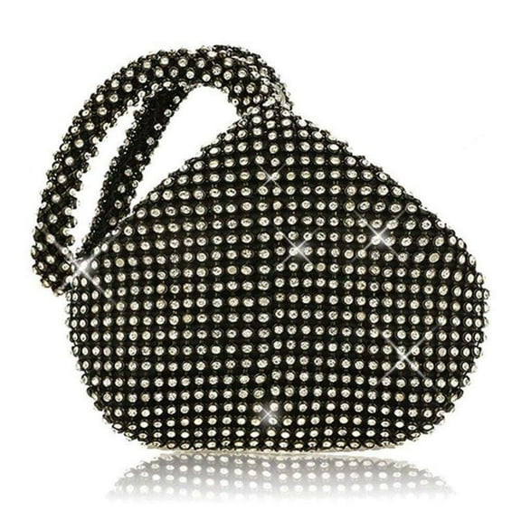 SHANNA Women's Evening Bag Sparkly Rhinestone Purse Chain Clutch Purse Bag Party Prom Wedding Purse(Large,Black)