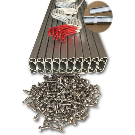 SHANS Greenhouse Channel & Lock Wire, C-Channel & Spring Wire Set, Connectors Included, self Drilling Screws Included (20)