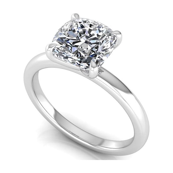 SHANTI JEWEL 14K White Gold IGI CERTIFIED 1 Carat Cushion Cut Lab Grown Diamond (E, VS1) Solitaire Wedding Engagement Ring for Women 7 US