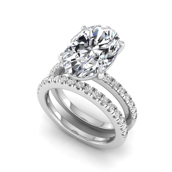 SHANTI JEWEL 3.85 Carat Oval Cut Lab Grown Diamond Bridal Wedding Ring Set for Women, 14K White Gold, IGI Certified 3 Ct F VS1, 7 US