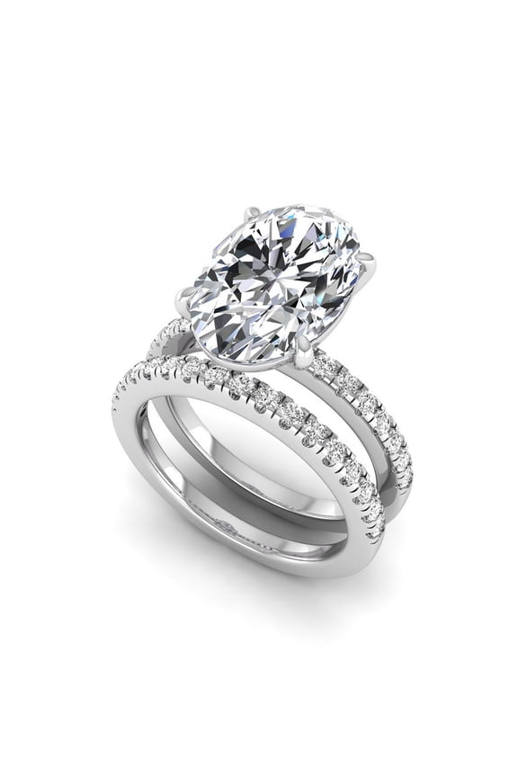 3.85 Carat Oval Lab Grown Diamond (3 Ct, F, VS1) IGI Certified 14K White Gold Anniversary Wedding Ring Set For Womens 7 US