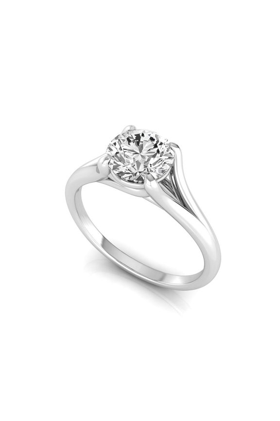 IGI Certified 1.50 Carat F, VVS2 Round Lab Grown Diamond Split Shank 14K White Gold Solitaire Engagement Ring For Womens 7 US