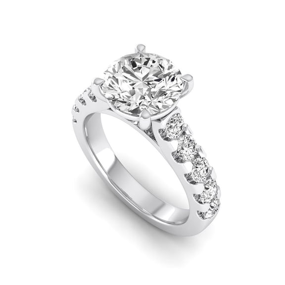 SHANTI JEWEL IGI Certified 3.40 Carat Round Cut Lab Grown Diamond (2.5 Ct, F, VS1) 14K White Gold Wedding Engagement Rings For Women 7 US