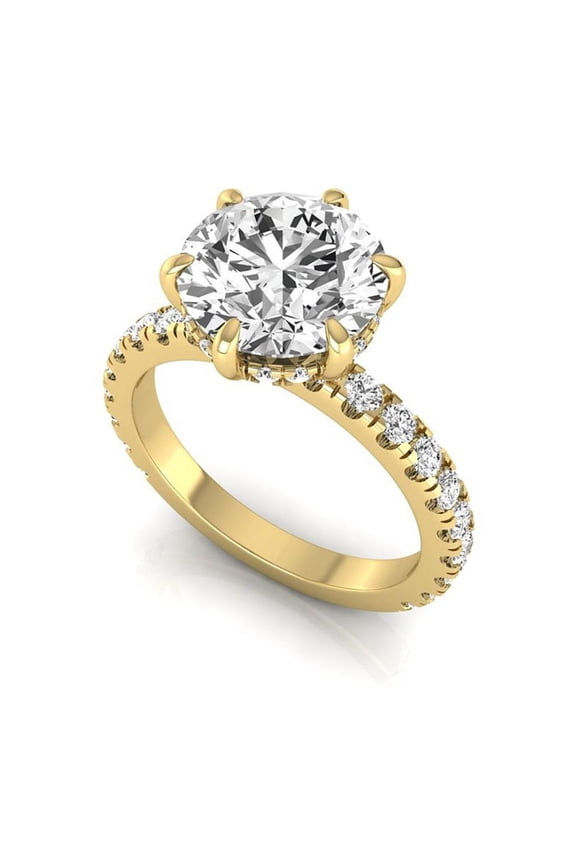 IGI Certified 3.75 CTW Round Lab Grown Diamond (3Ct, F, VVS2) Hidden Halo Set 14K Yellow Gold Wedding Engagement Ring for Women 10 US