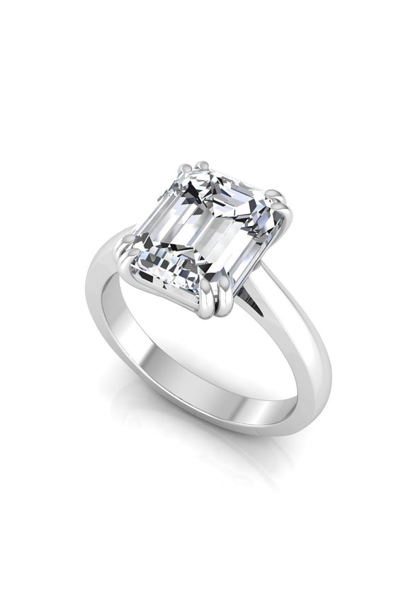 IGI Certified 3 Carat Emerald Cut Lab Grown Diamond (G, VS1) 14K White Gold Solitaire Engagement Wedding Ring For Womens 7 US