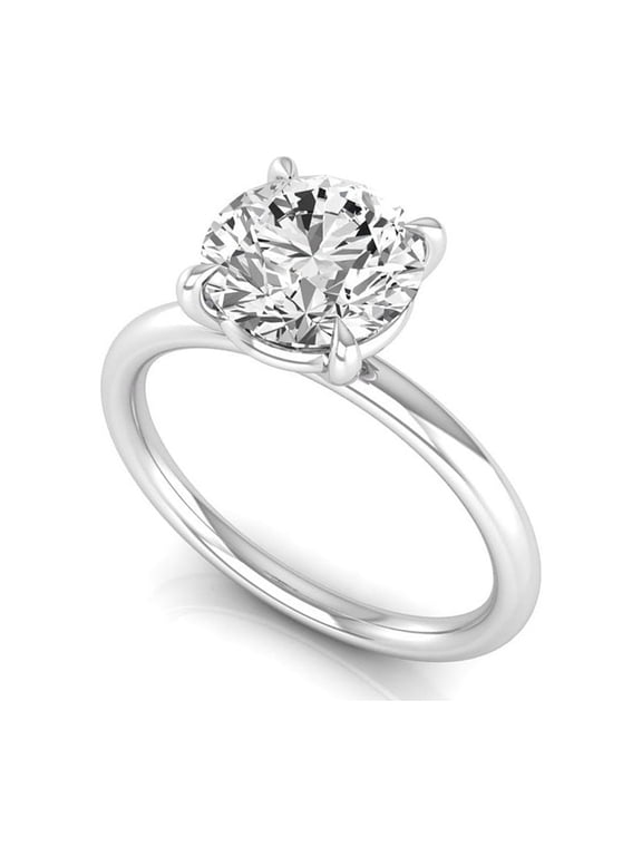 IGI Certified 3 Carat Round Lab Grown Diamond (F, VVS2) 925 Sterling Silver Solitaire Wedding Engagement Promise Ring for Women 4 US