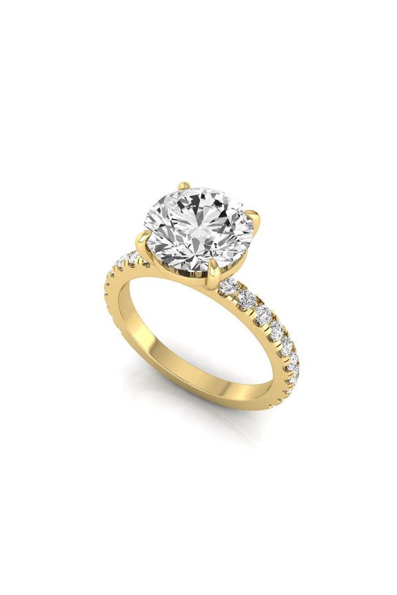 IGI Certified 5.75 Carat Round Lab Grown Diamond (5 Ct, F, VVS2) 14K Yellow Gold Solitaire Accent Engagement Wedding Promise Ring For Womens 5 US