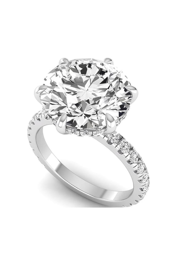 IGI Certified 6.75 Carat Round Lab Grown Diamond (6 Ct, F, VVS2) Hidden Halo 14K White Gold Wedding Engagement Ring For Womens 6 US