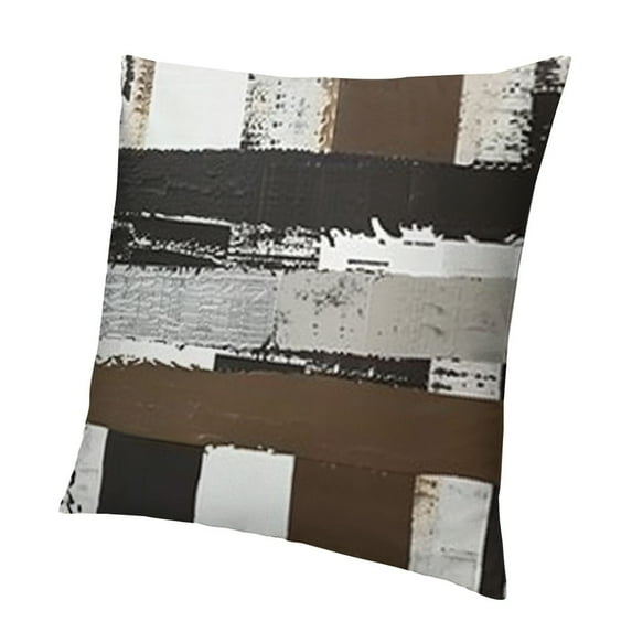 SHANXI Abstract Art Brown Grey Black White Reversible Throw Pillow Covers Kids Geometric Pillow Covers Home Decor for Teens Geometry Square Cushion Covers 24x24in