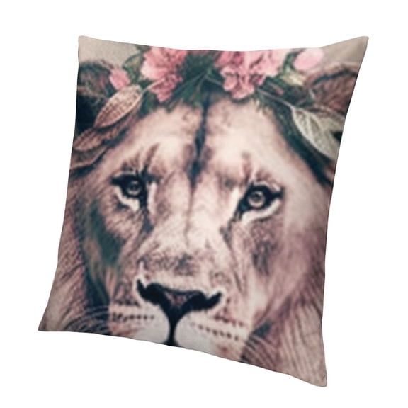 SHANXI Animal Theme Throw Pillow Covers African Lion Head Wearing 12x12in