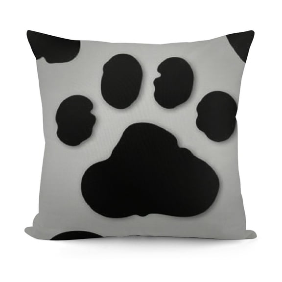 SHANXI Black Gray Paws Throw Pillow Cover Cases Cute House Silhouette Cartoon Animal Dog Cat Paw Print Outdoor Decor Pillowcase Home Square Pillow Slip 24x24in