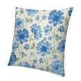 thumbnail image 1 of SHANXI Blue Floral  Abstract Beautiful Flower Artistic Plant Cottage Farmhouse Beige Blue Green Velvet Comfortable Decorative Apartment Sofa Zipper Cushion 12x12in, 1 of 5