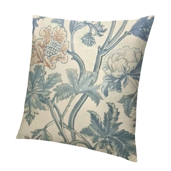 SHANXI Blue Flower Trees Pattern Outdoor Decorative Throw Pillow Cover 12x12in