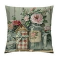 thumbnail image 1 of SHANXI Buffalo Plaid Flower Eucalyptus Leaves Pillow Covers Spring Farmhouse Quotes Decorations Truck Vase Bless Our Home Linen Cushion Case Gifts for Home Decor (Pink) 22x22in, 1 of 5