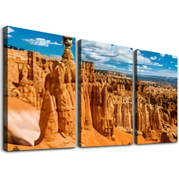 SHANXI Canyon National Park Canvas Wall Art Utah Beautiful Orange Mountain Photograph Picture Home Decor for Living Room Bedroom Office Wall Decoration Modern Artwork Framed Ready to Hang 12"x16"x3pcs