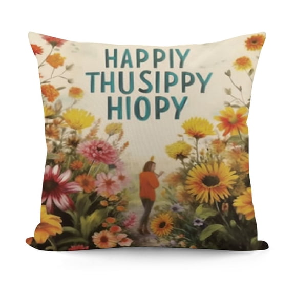 SHANXI Choose Happy Color Flower Be Happy Colorful Throw Pillow Case Funny Saying Pillowcase Elegant Optimism Home Decor Sofa Pillow Cases Great Gift 20x20in