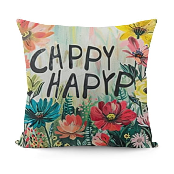 SHANXI Choose Happy Color Flower Pillow Cover Be Happy Colorful Floral Throw Pillow Case Funny Saying Best Wishes Pillowcase Elegant Optimism Home Decor Sofa Pillow Cases Great Gift 12x12in