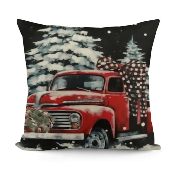 SHANXI Christmas Pillow Covers, Polka Dots Bowknot Tree Truck Snowman Noel Decorations Holiday Farmhouse Merry Xmas Winter Throw Pillow Cases Decor for Sofa Couch 12x12in