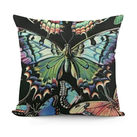 SHANXI Colorful Butterflies and Moths in Black Beauty Nature Collection Velvet Throw Pillow Covers Sofa Pillowcase Car Square Throw Pillowcases Home Decoration 22x22in