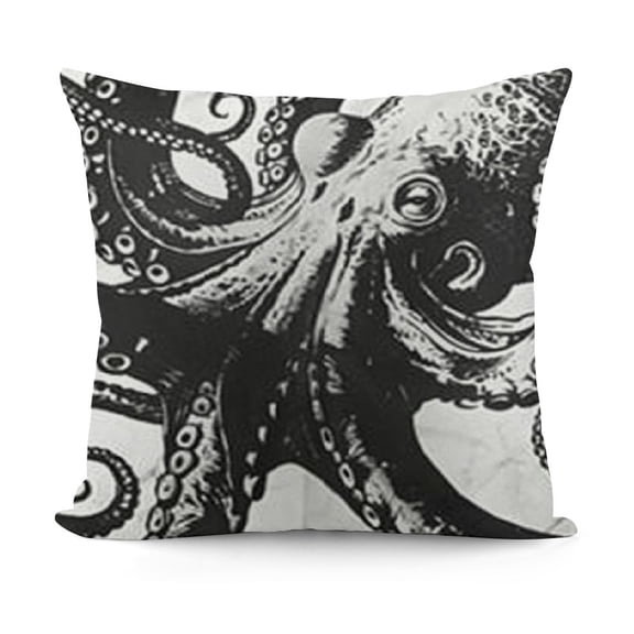 SHANXI Common Throw Pillow Covers Hand Drawn Sea Animal Art Design Square Pillowcases for Home Decor Sofa Car Bedroom Pillow case 12x12in