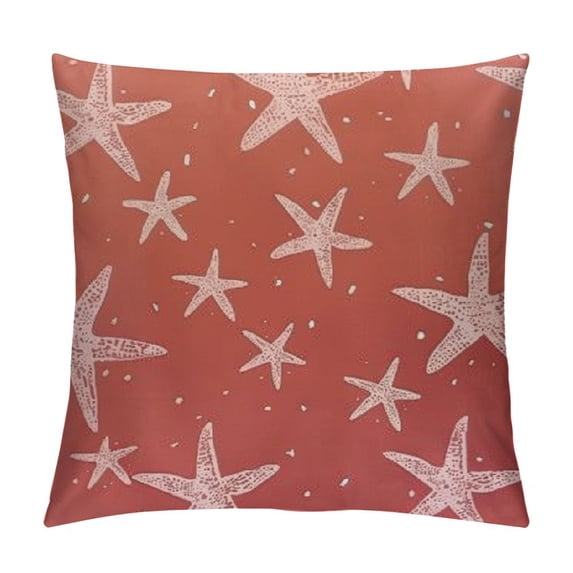 SHANXI Coral Starfish Ocean Throw Pillow Cover Summer Coastal Nautical Ocean Decorative Pillow Covers Square Linen Beach Pillow Cases Cushion for Bedroom Home Sofa Decor 22x22in