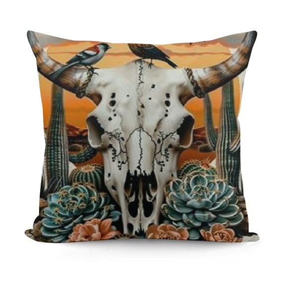 SHANXI Cow Skull Skull Pillow Case Home Decoration, Cow Skull Pillowcases 20x20in