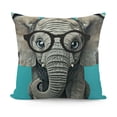 thumbnail image 1 of SHANXI Cute Baby Elephant Calf with Reading Glasses on Blue Velvet Throw Pillow Covers Sofa Pillowcase Car Square Throw Pillowcases Home Decoration  24x24in, 1 of 5