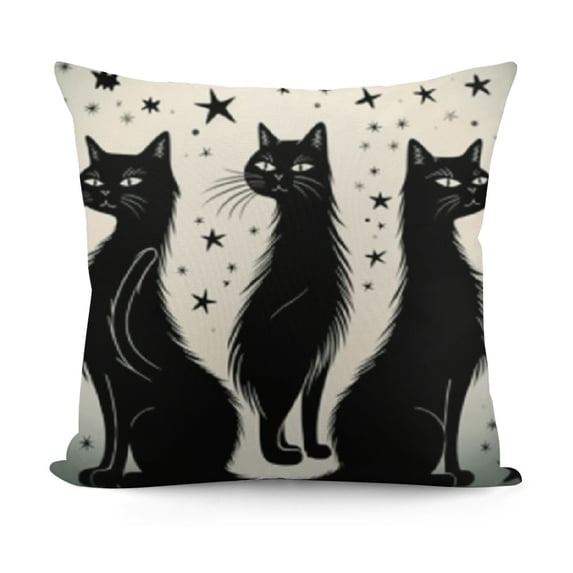 SHANXI Cute Black Cats Throw Pillow Covers Mid Century Modern Retro Decorative Pillow Cases Farmhouse Home Couch Bed Sofa Modern Living Room Decor 12x12in