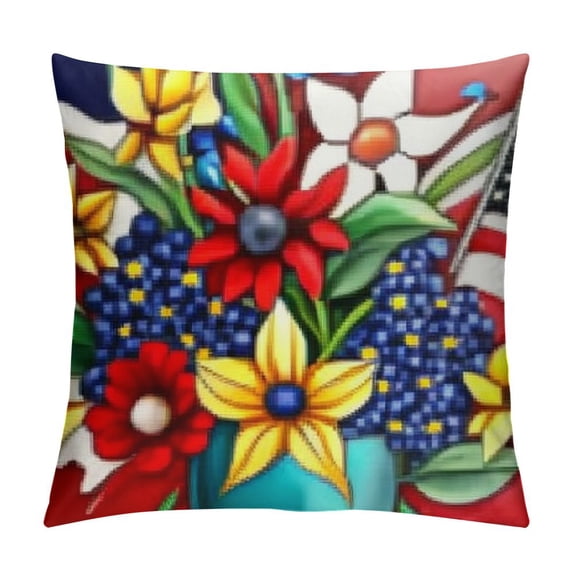 SHANXI Decor, Linen Pillow Case for ,,Veteran's Day,, Summer Outdoor Red White Blue Decorations 24x24in