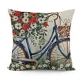 thumbnail image 1 of SHANXI Vintage Bicycle and Floral Pillowcase - Design for Home Decor  22x22in, 1 of 6