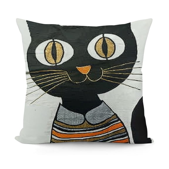 SHANXI Embroidered Cute Cat Throw Pillow Covers  Animal Pattern Accent Pillow Cover, Cartoon Style Durable Throw Pillow Case, for Couch Bed, White, 12x12in